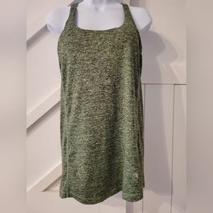 Green Athletic Slouched Back Tank Top with Built In Bra